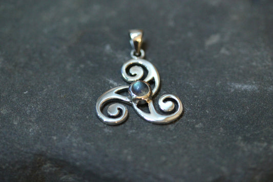 Triskele Stone Pendant - Three Windows with Labradorite