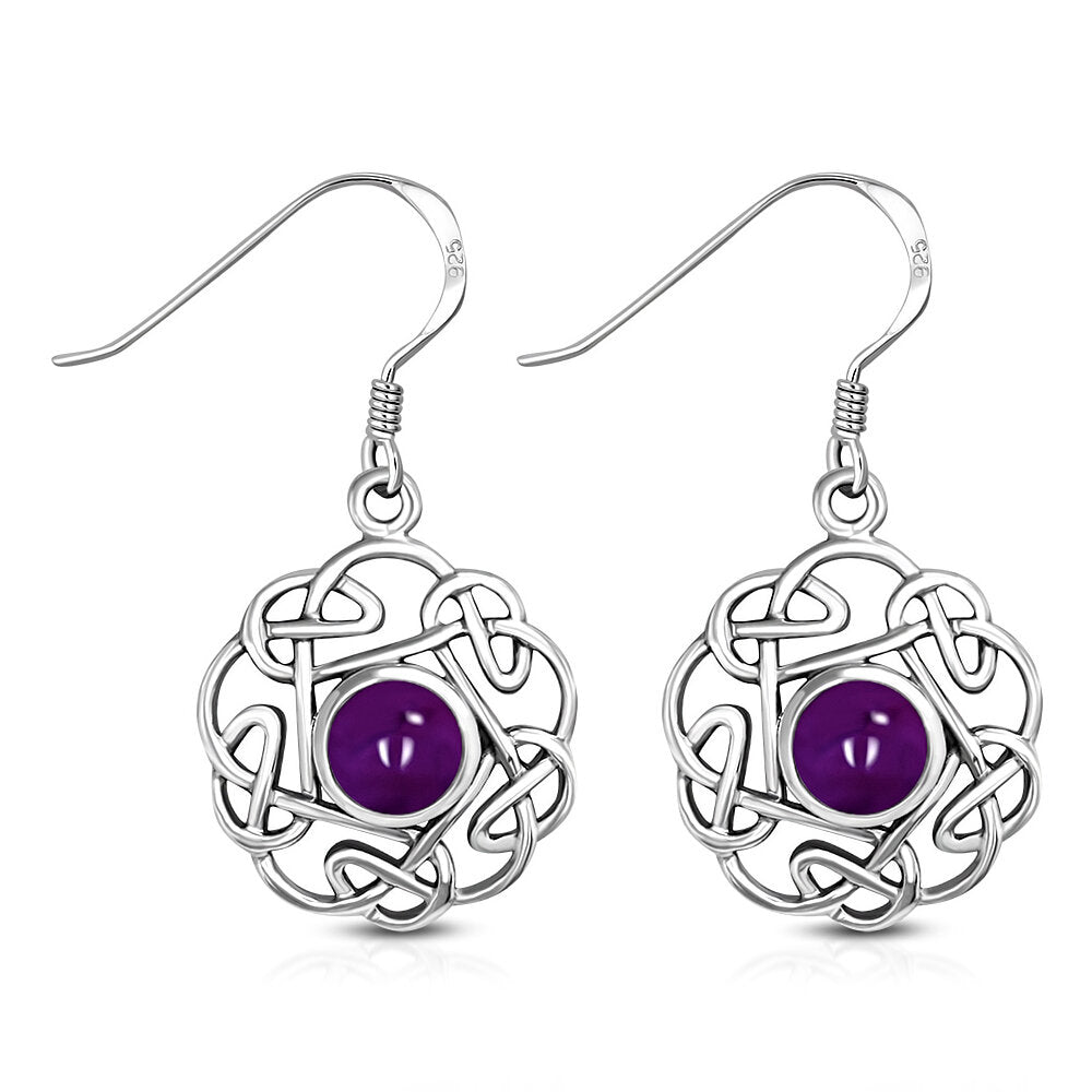 Celtic Knot Earrings - Kells Twist with Amethyst