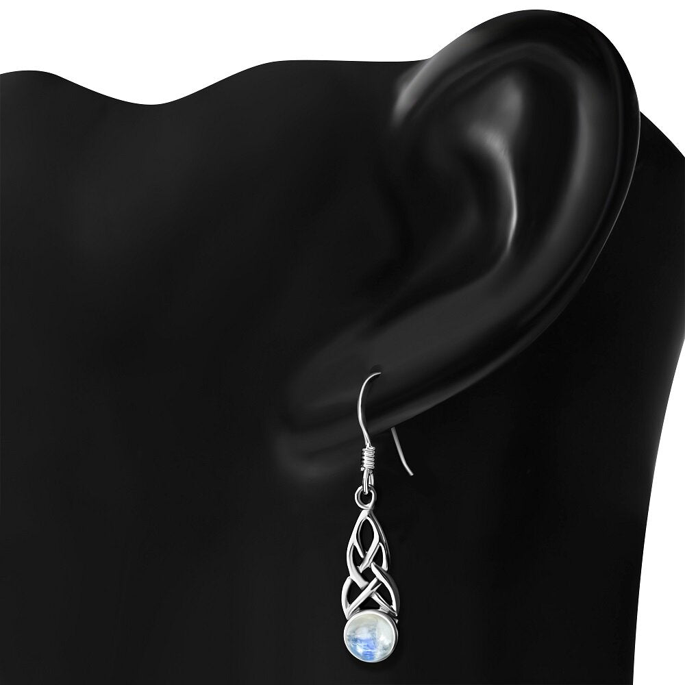 Celtic Knot Earrings - Mother-Daughter Knot with Moonstone