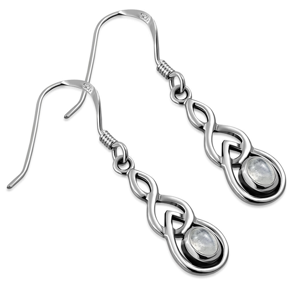 Celtic Knot Earrings - Interlocked Arms with Moonstone