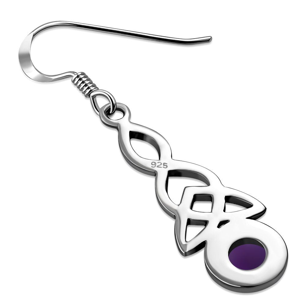 Triquetra Earrings - Looped Triquetra with Amethyst