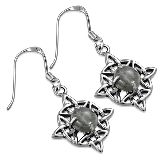 Celtic Knot Earrings - Dara Knot with Labradorite