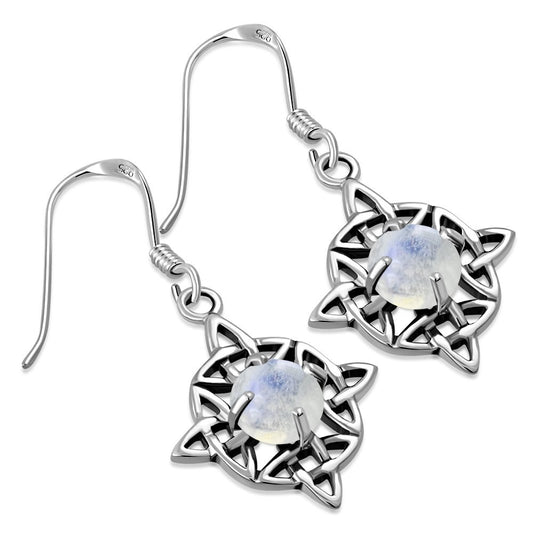 Celtic Knot Earrings - Dara Knot with Moonstone