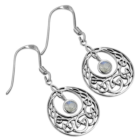 Celtic Knot Earrings - Half Moon Kells Knot with Labradorite