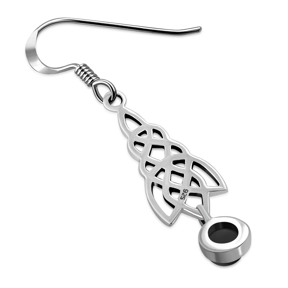 Celtic Knot Earrings - Celtic Cascade with Black Onyx Drop