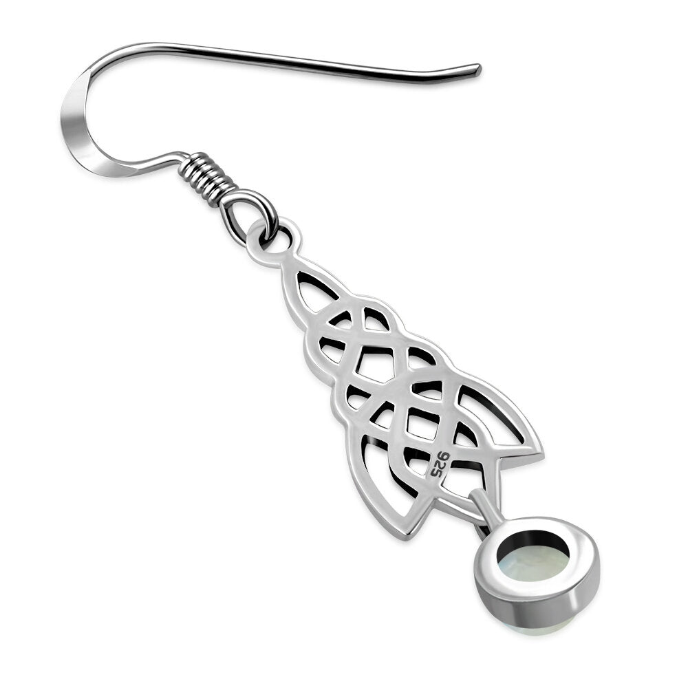 Celtic Knot Earrings - Celtic Cascade with Moonstone Drop