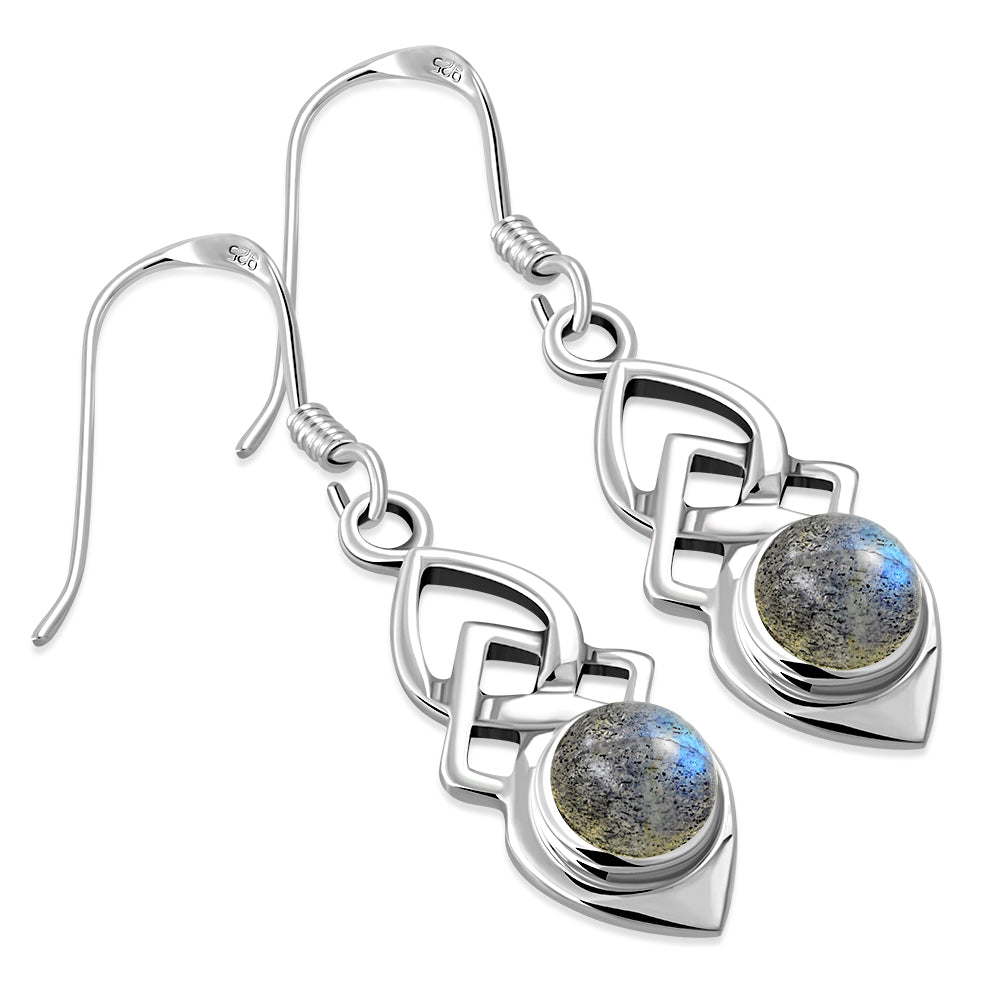 Celtic Knot Earrings - Shield with Labradorite