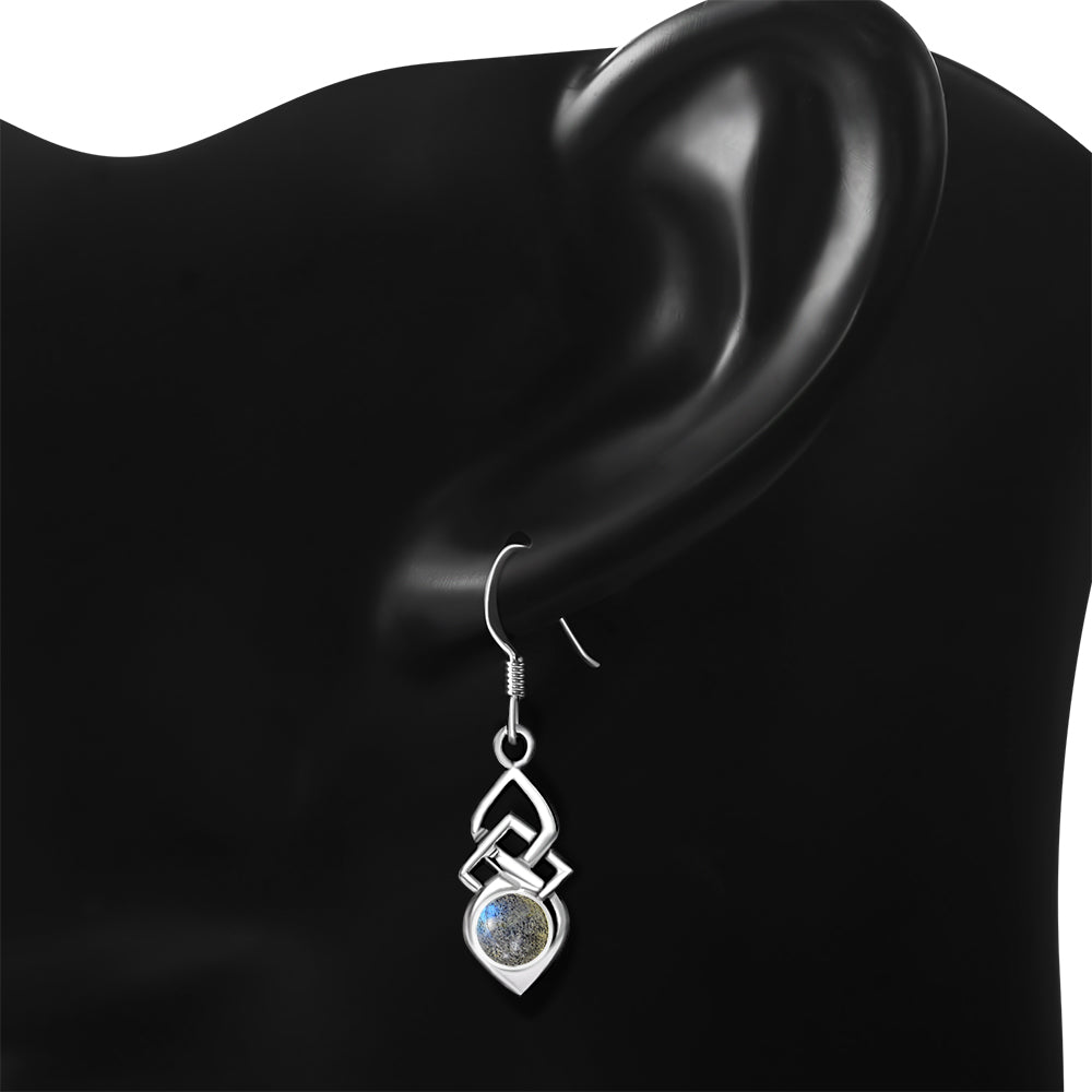 Celtic Knot Earrings - Shield with Labradorite