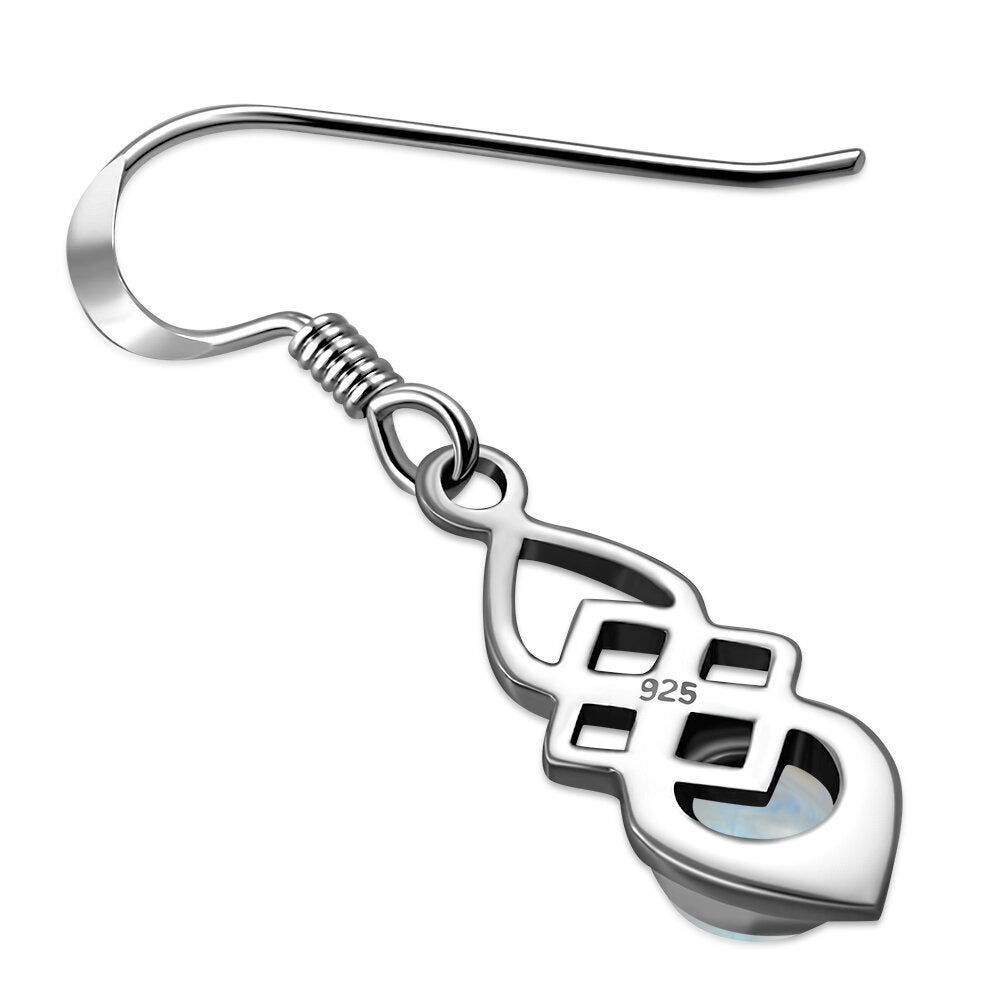 Celtic Knot Earrings - Shield with Moonstone