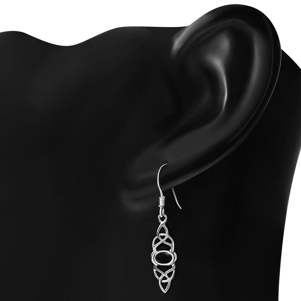 Triquetra Earrings - Double Trinity with Black Onyx Centre