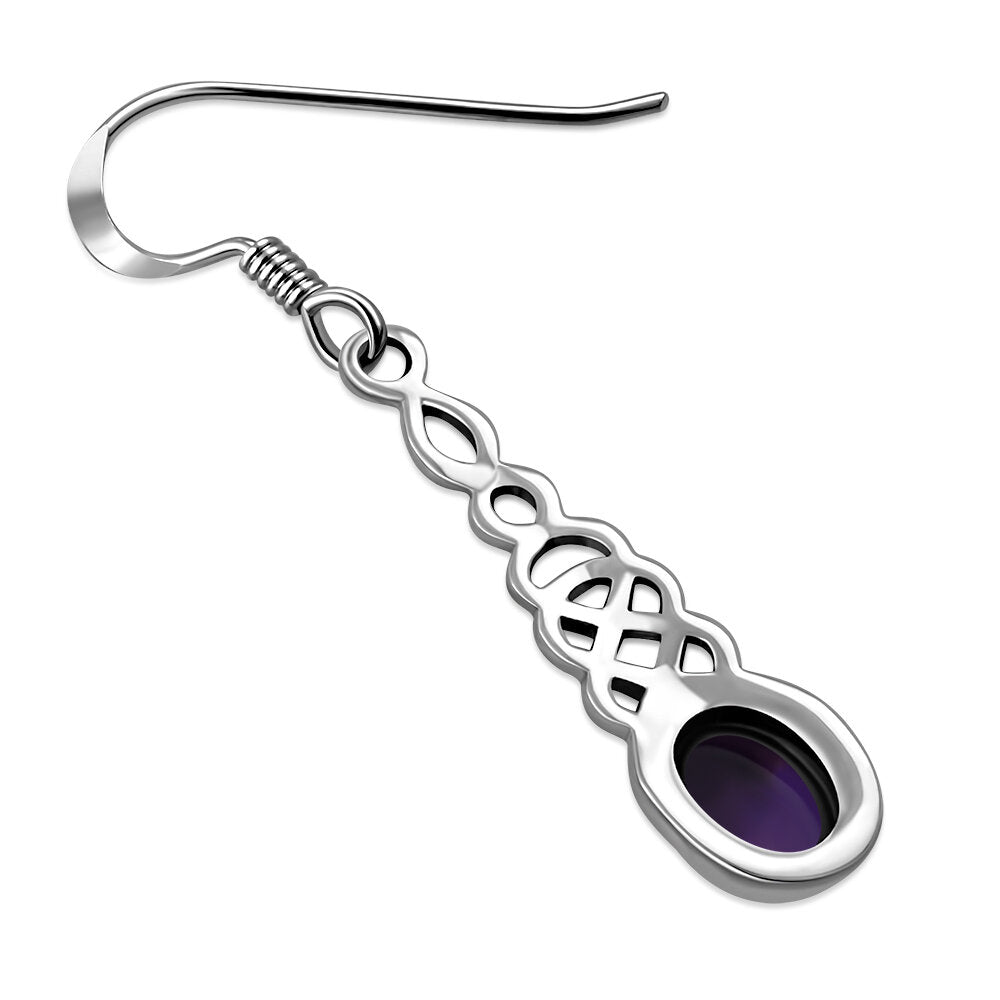 Celtic Knot Earrings - Elongated Twist with Amethyst