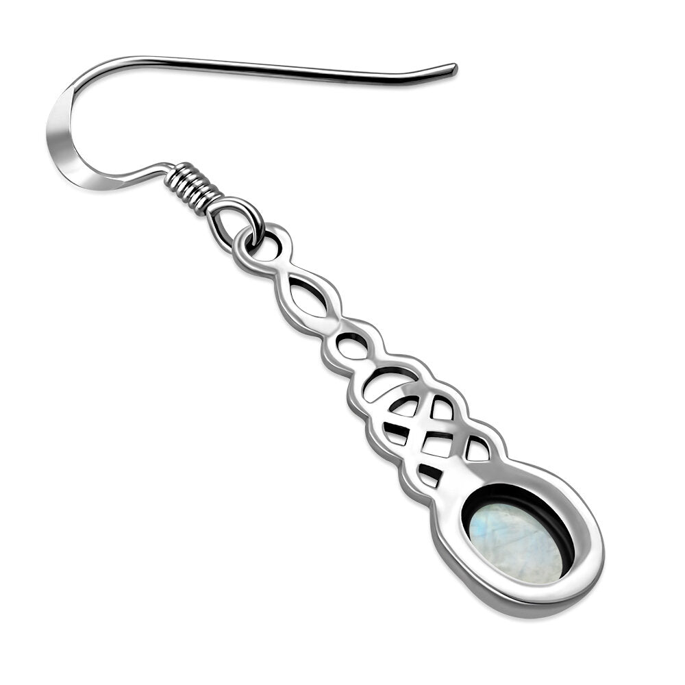 Celtic Knot Earrings - Elongated Twist with Moonstone