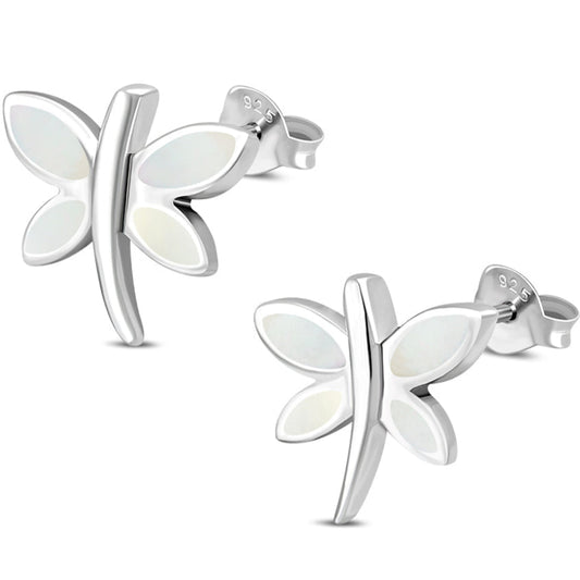 Contemporary Earrings- Butterfly Studs Mother of Pearl