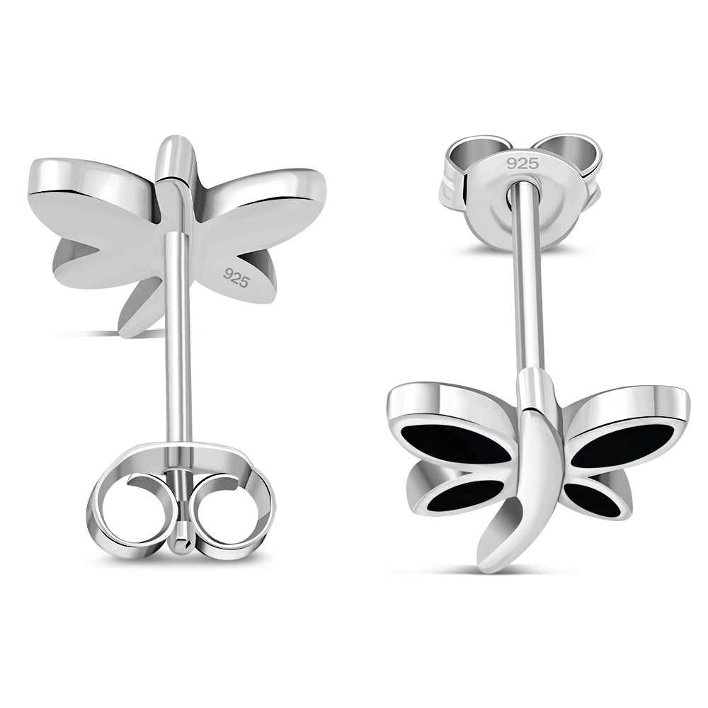 Contemporary Earrings- Butterfly Studs Black Onyx