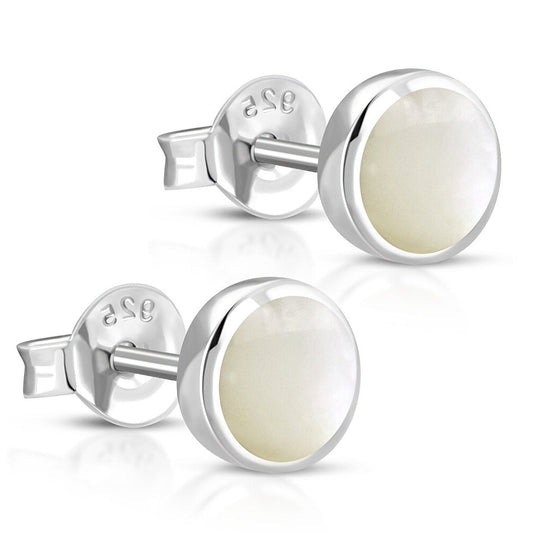 Contemporary Stone Studs - Simple Circles with Mother of Pearl