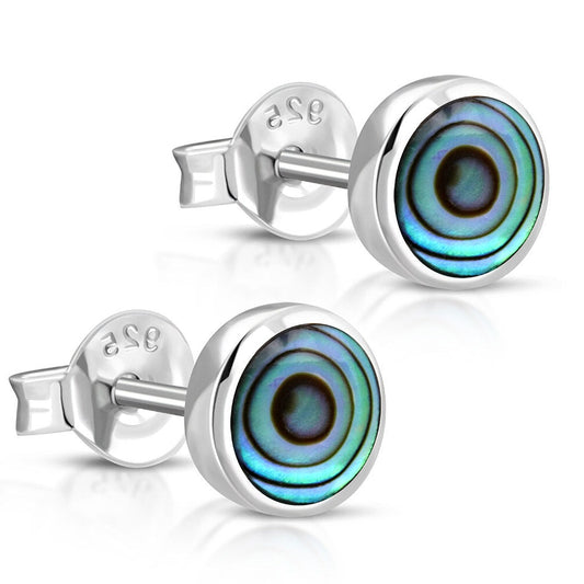 Contemporary Stone Studs - Simple Circles with Abalone Shell
