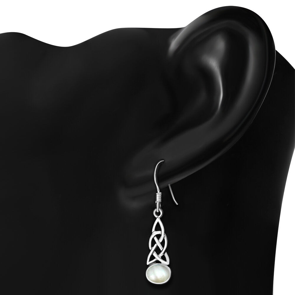 Celtic Stone Earrings- Hanging Celtic Knot with Mother of Pearl
