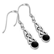 Celtic Stone Earrings - Elongated Loop with Black Onyx
