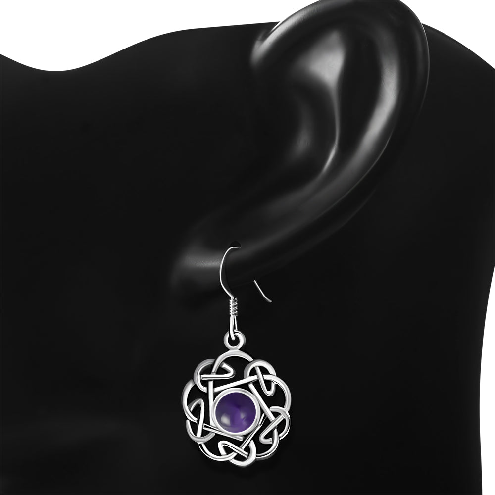 Celtic Knot Earrings - Kells Twist with Amethyst