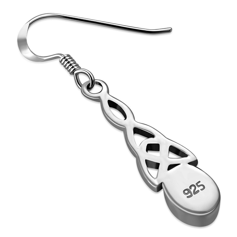 Celtic Stone Earrings- Wee Elongated Trinity with Black Onyx