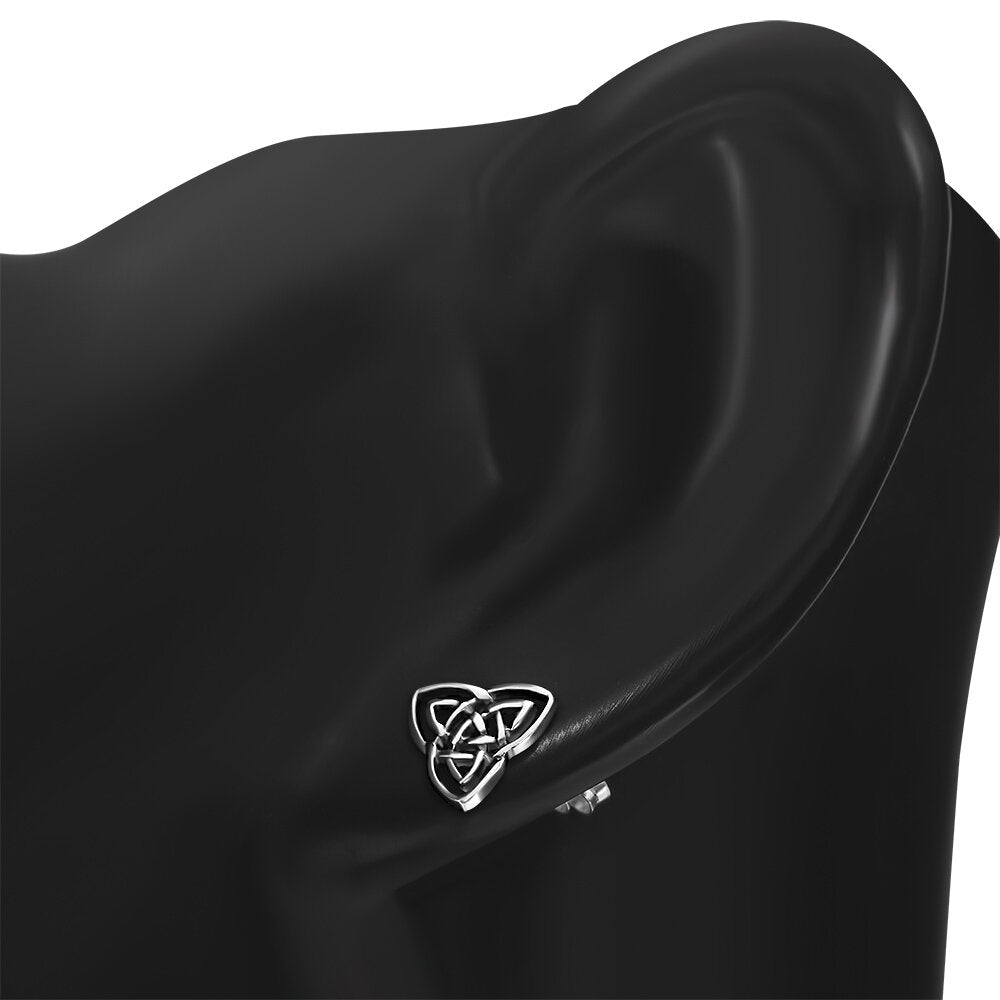 Celtic Knot Triquetra Earrings - Overlapping Trinity Studs