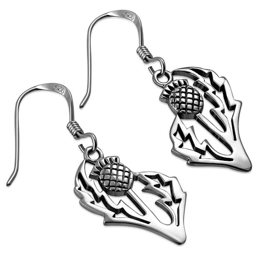 Scottish Thistle Earrings - Contemporary Cut (Medium)