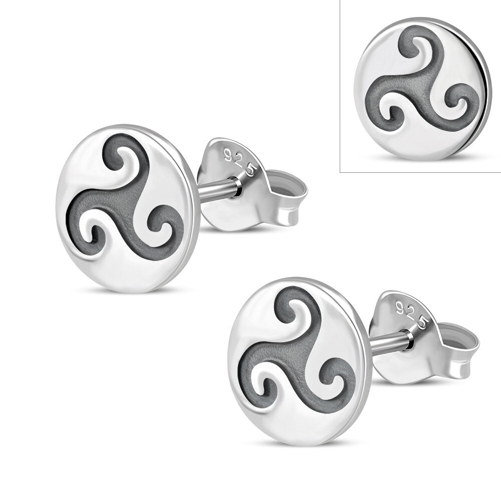 Triskele Earrings - Solid Triskele Stamp Studs