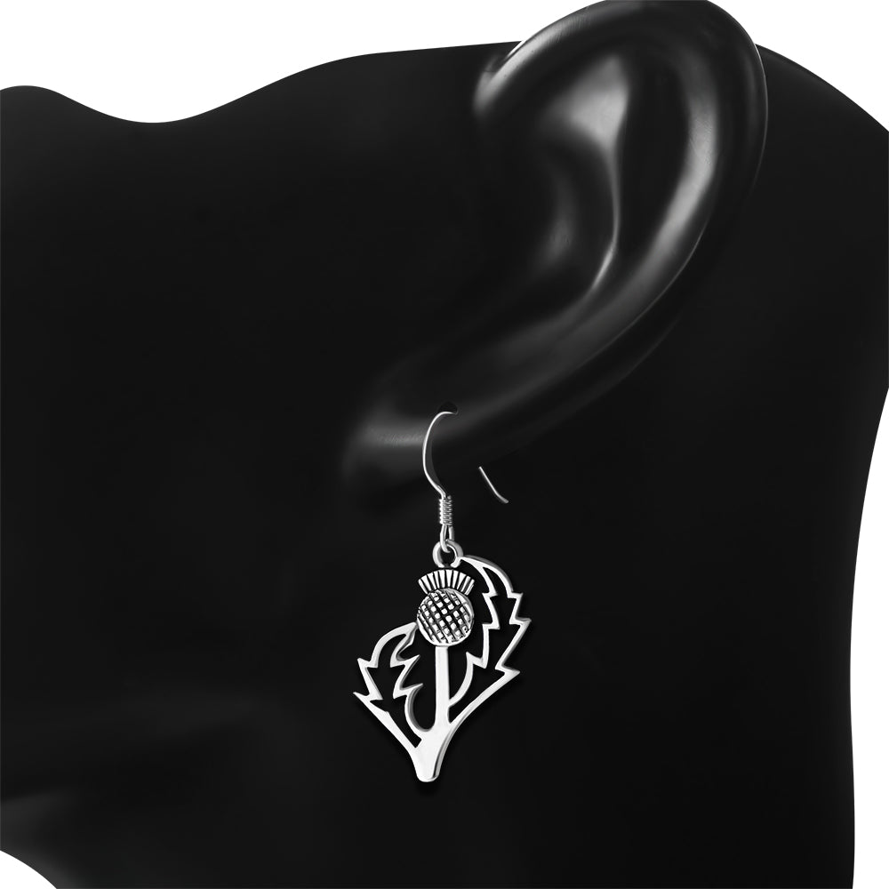Scottish Thistle Earrings - Contemporary Cut (Large)
