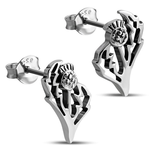 Scottish Thistle Studs - Contemporary Cut (Small)