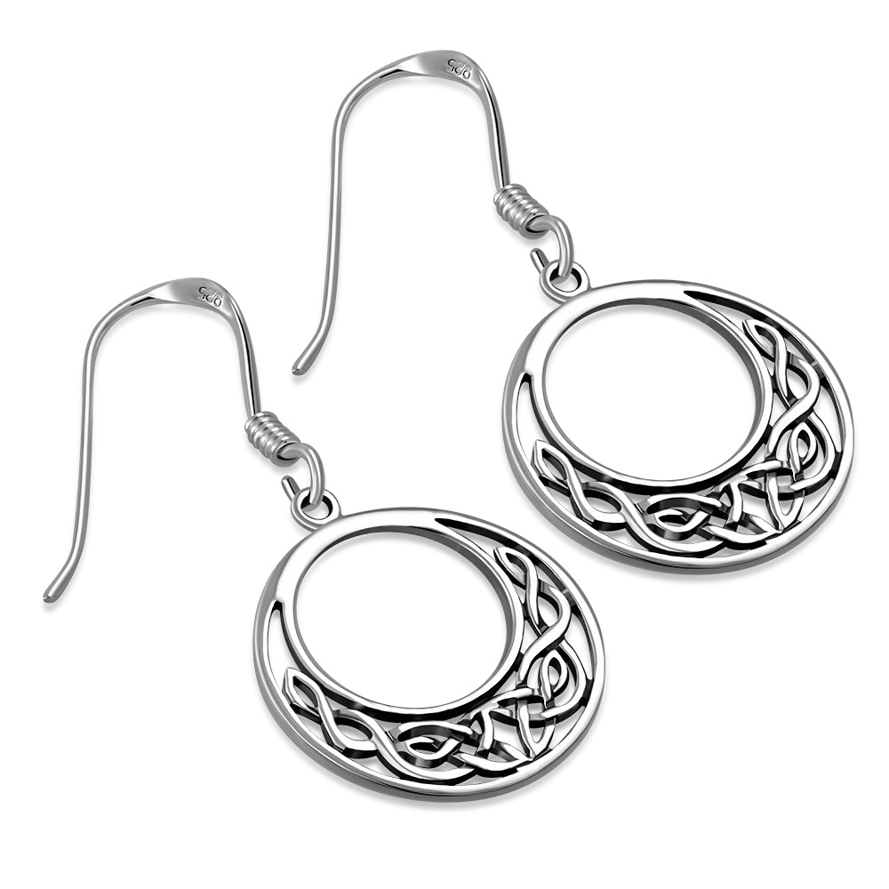 Celtic Knot Earrings -Flat  Half Moon Knot
