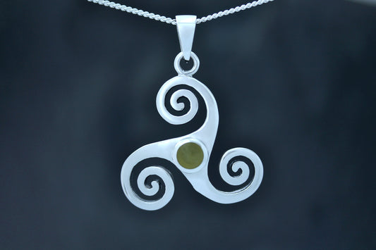 Triskele Stone Pendant - Triple Spiral with Scottish Marble