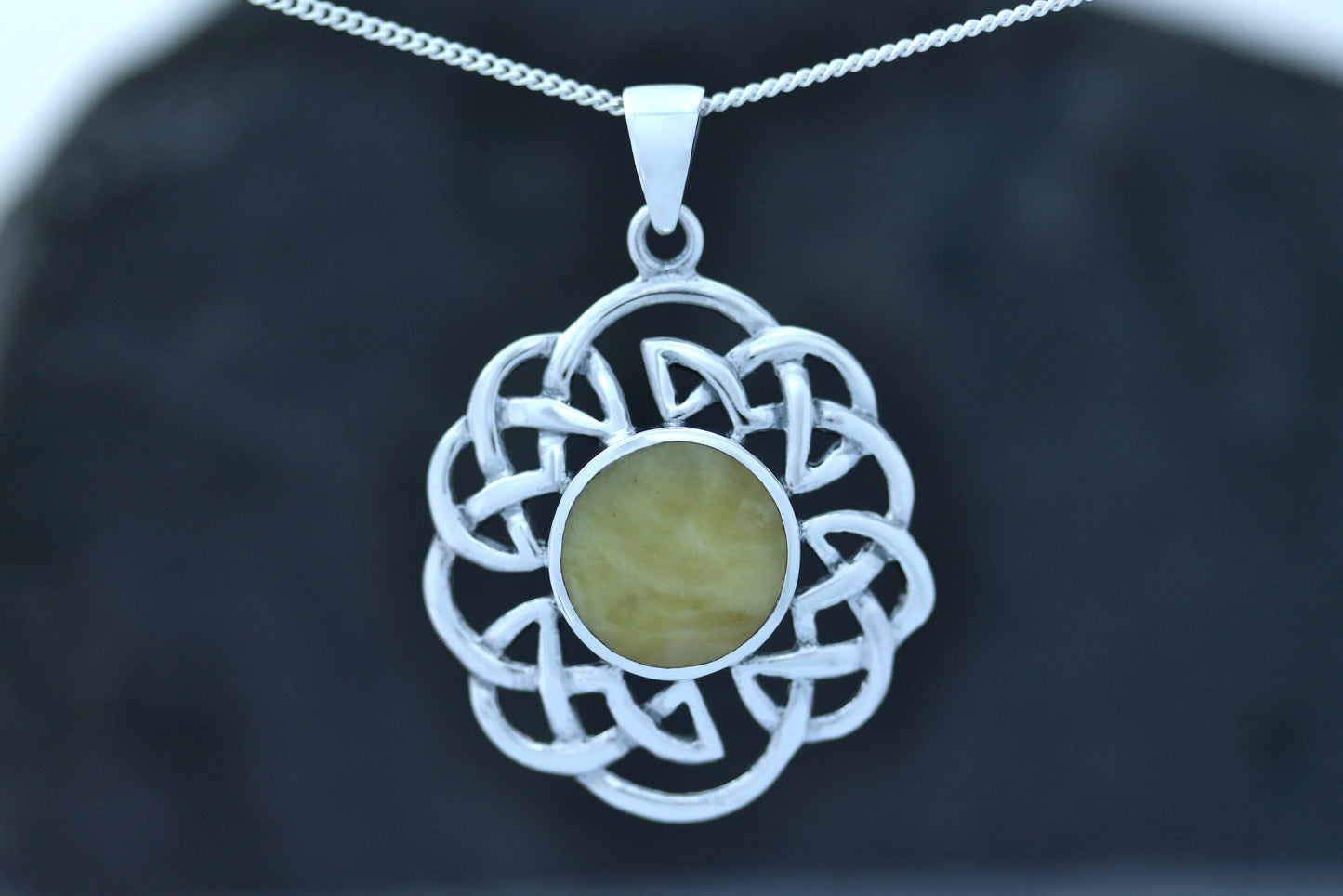 Scottish Marble Pendant - Celtic Lace Border