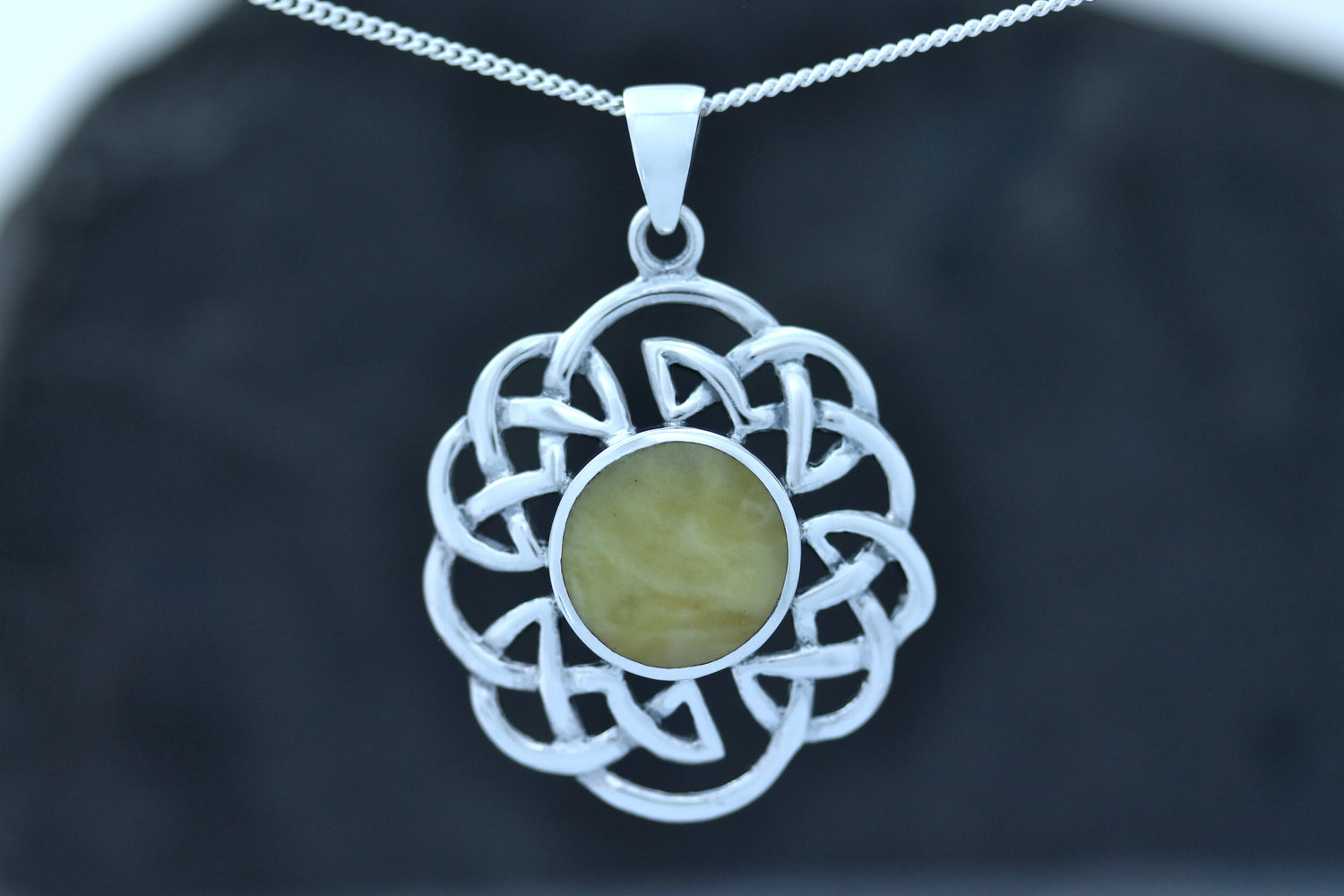 Scottish Marble Pendant - Celtic Lace Border