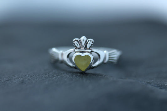 Claddagh Ring - Dainty Royal Crown with Scottish Marble