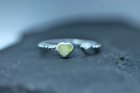 Scottish Marble Ring - Double Heart with Dotted Band