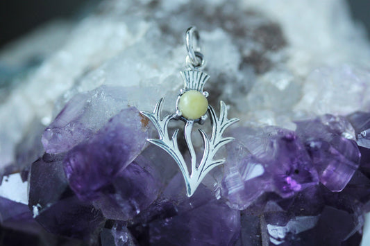 Scottish Thistle Pendant Scottish Marble - Spiky Leaf (Small)