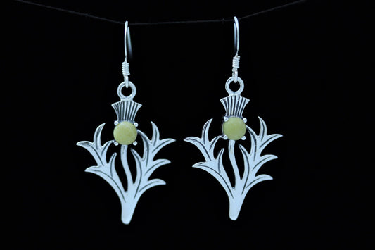 Scottish Thistle Earrings Scottish Marble - Spiky Leaf (Large)