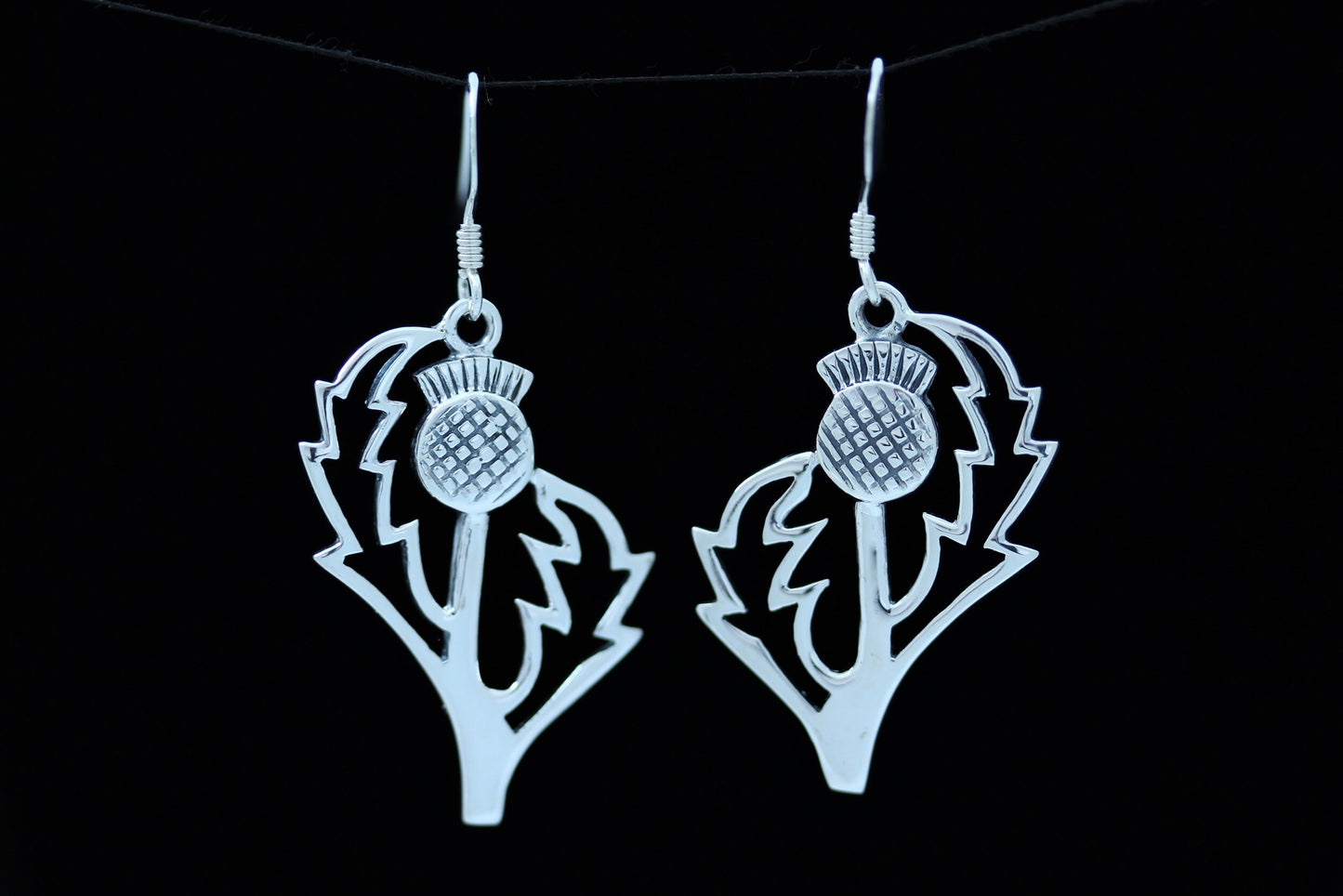 Scottish Thistle Earrings - Contemporary Cut (Large)