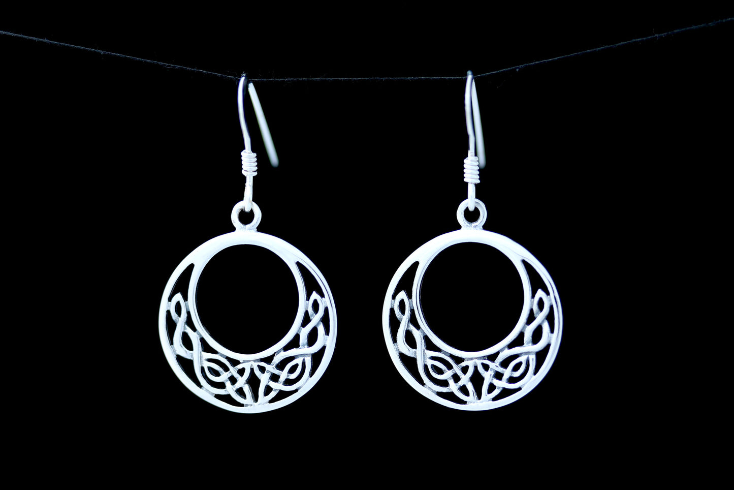 Celtic Knot Earrings -Flat  Half Moon Knot