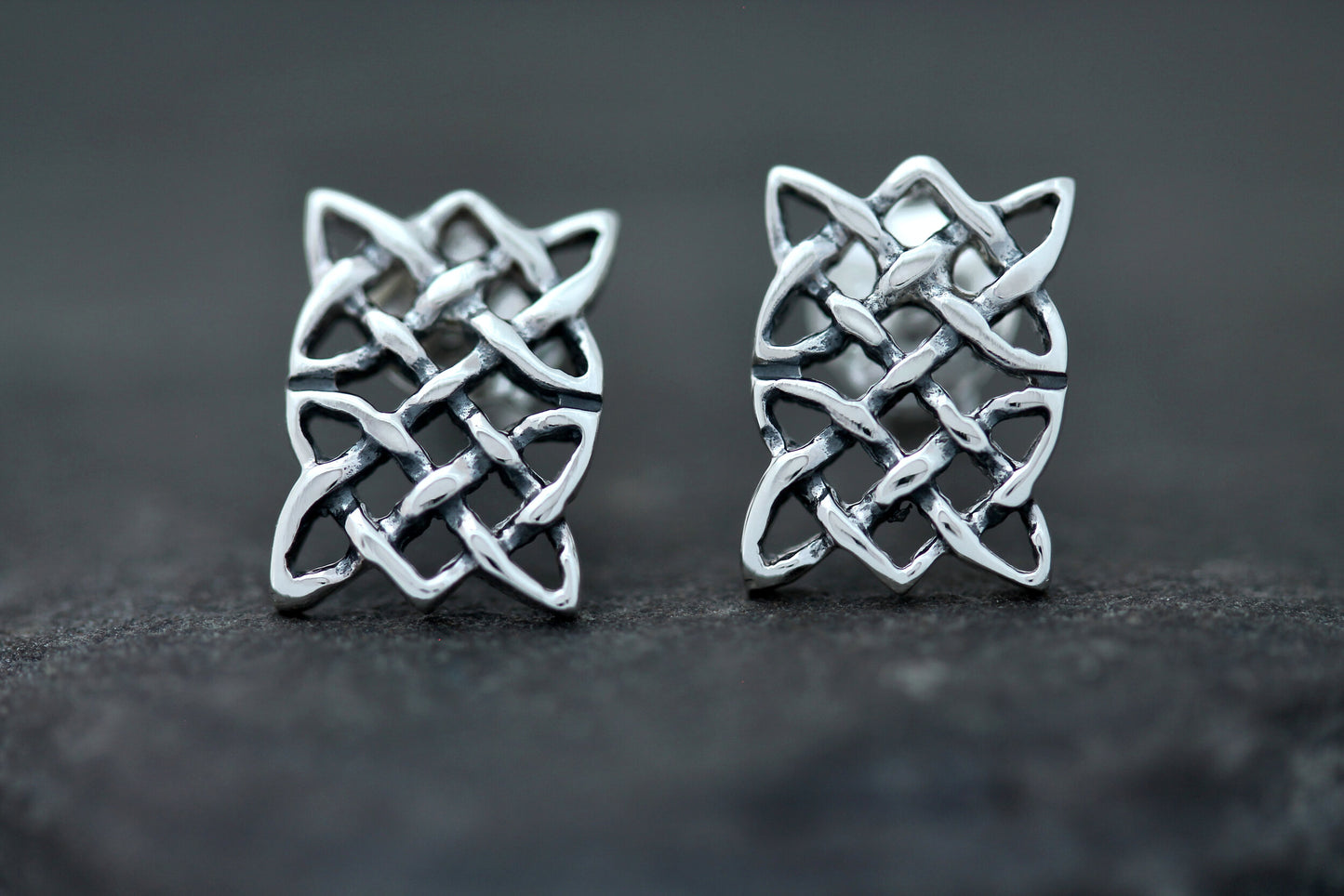 Celtic Knot Earrings - Rectangular Two Worlds Studs