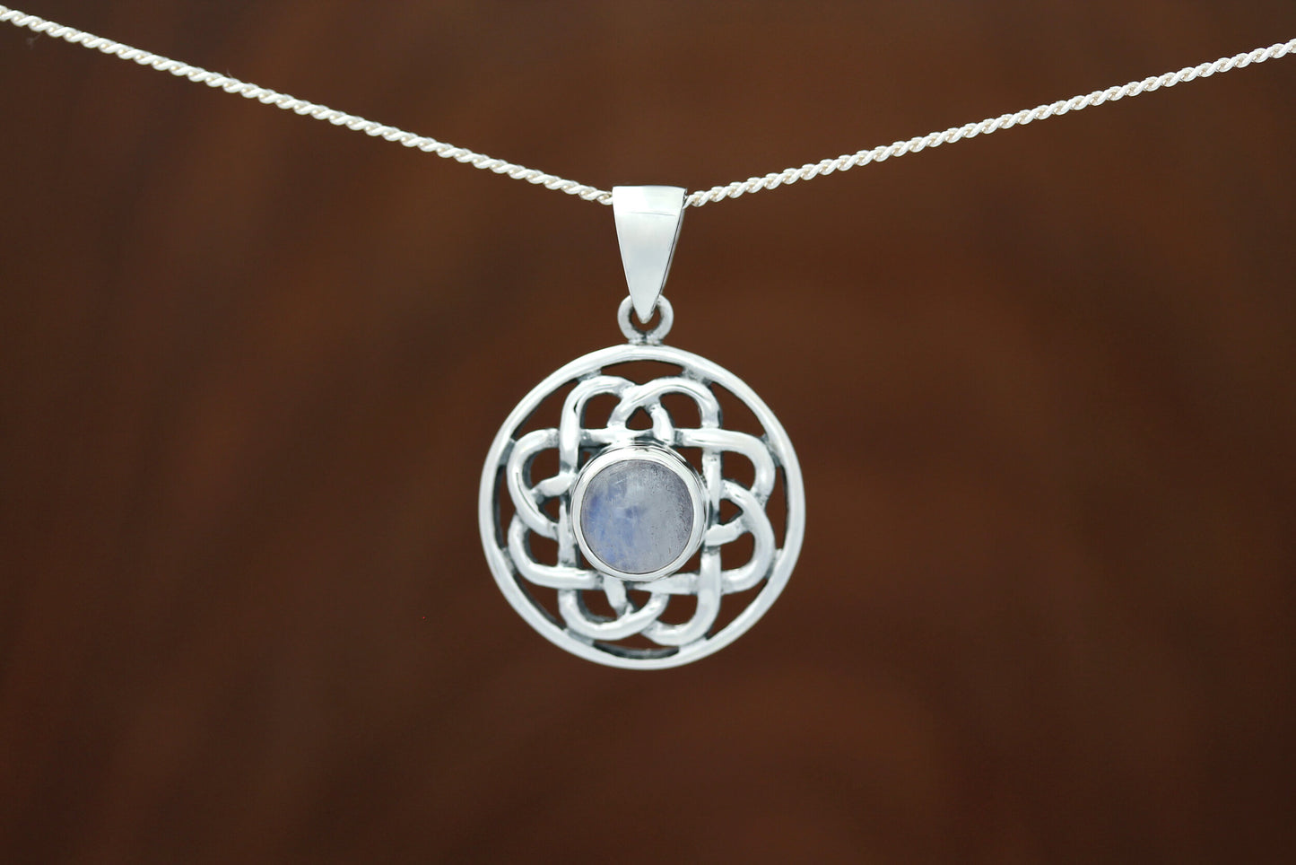 Celtic Stone Pendant - Flower Knot with Moonstone