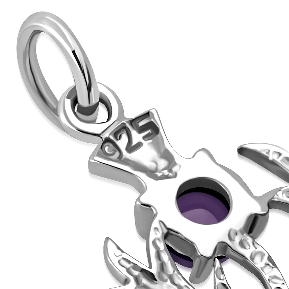 Scottish Thistle Pendant Faceted Amethyst - Spiky Leaf (Small)