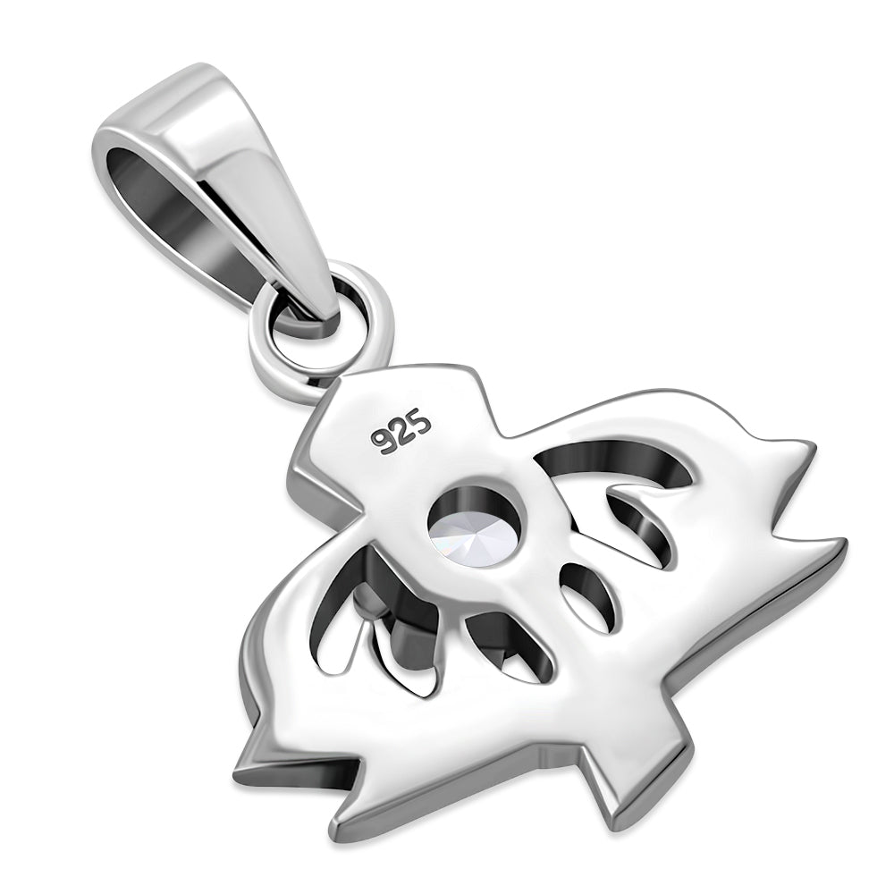 Scottish Thistle Pendant - Thorny Leaves with Clear Cubic Zirconia