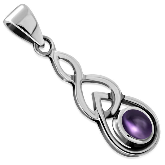 Celtic Stone Pendant- Interlocked Arms with Amethyst