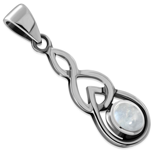 Celtic Stone Pendant-Interlocked Arms with Moonstone