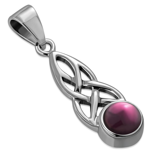 Celtic Stone Pendant- Tapered Knot with Red Garnet