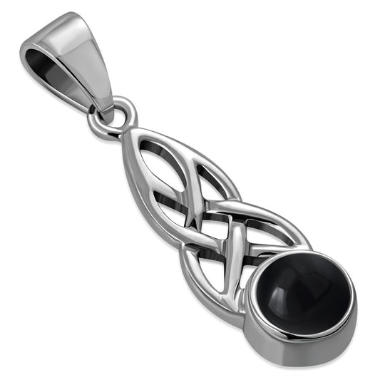 Celtic Stone Pendant- Tapered Knot with Black Onyx