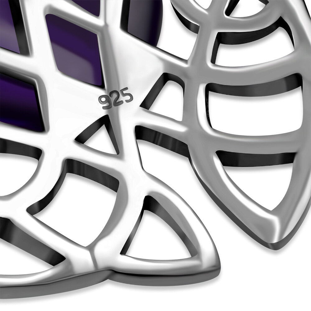 Celtic Stone Pendant - Dara Knot with Amethyst