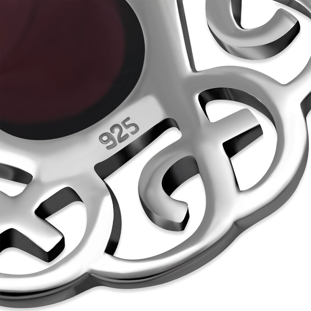 Celtic Stone Pendant - Six Knot with Red Garnet