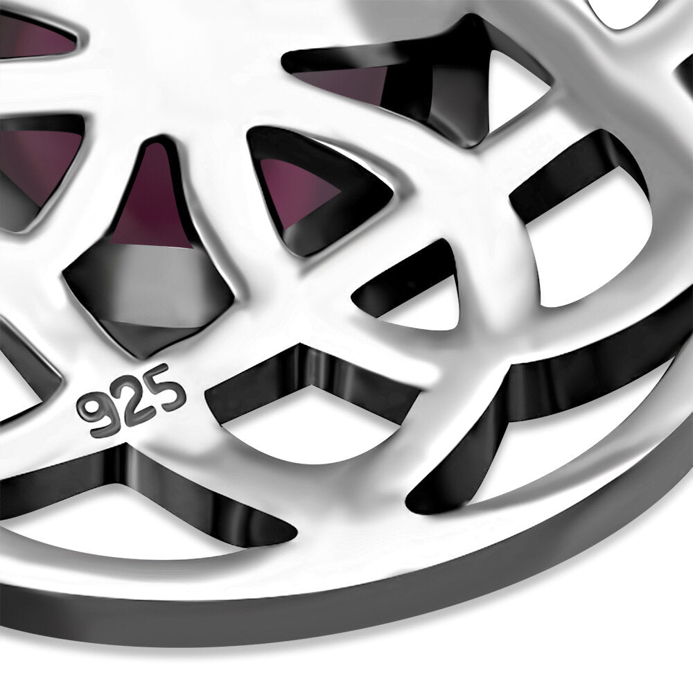 Celtic Stone Pendant - Flower Knot with Red Garnet